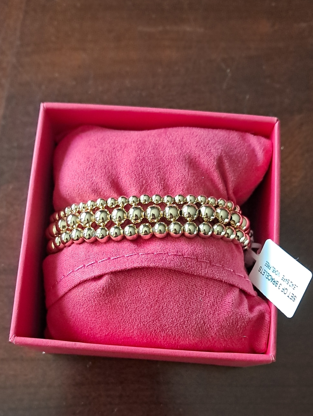 House Of Harlow Three Gold Beaded Stretch Bracelet - Women Costume Jewelry BNIB